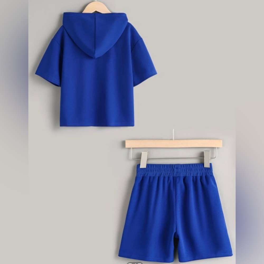 Shein Boys Solid Hooded Tee & Track Shorts (13-14 Years Old)